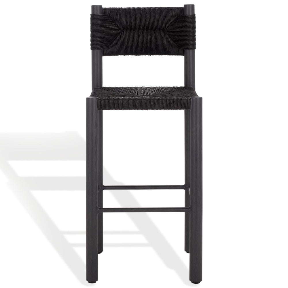 Safavieh ROMONA Rattan Weaving Outdoor Barstool - Ergonomic Design for Stylish Patio & Garden Seating Black CPT4001A-SET2