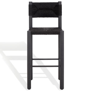 Safavieh ROMONA Rattan Weaving Outdoor Barstool - Ergonomic Design for Stylish Patio & Garden Seating Black CPT4001A-SET2
