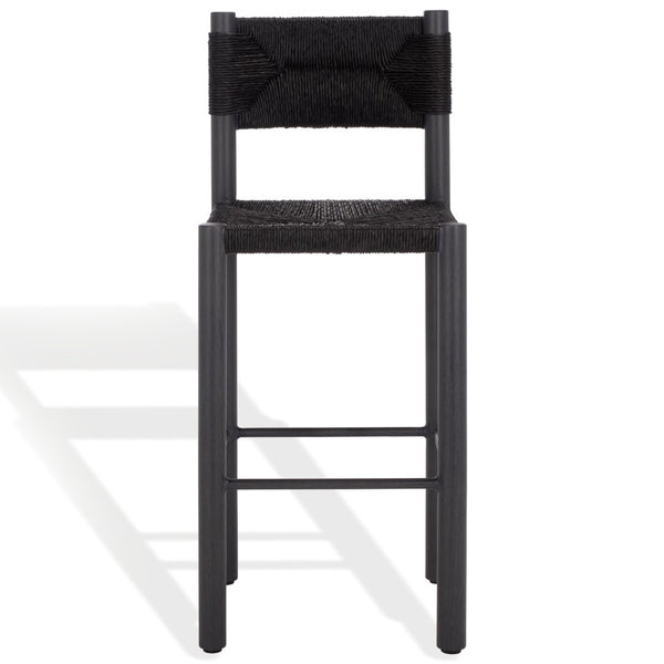 Safavieh ROMONA Rattan Weaving Outdoor Barstool - Ergonomic Design for Stylish Patio & Garden Seating Black CPT4001A-SET2