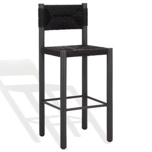 Safavieh ROMONA Rattan Weaving Outdoor Barstool - Ergonomic Design for Stylish Patio & Garden Seating Black CPT4001A-SET2