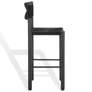 Safavieh ROMONA Rattan Weaving Outdoor Barstool - Ergonomic Design for Stylish Patio & Garden Seating Black CPT4001A-SET2