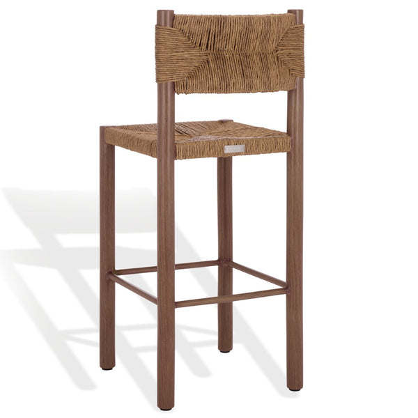 Safavieh ROMONA Rattan Weaving Outdoor Barstool - Ergonomic Design for Stylish Patio & Garden Seating Brown CPT4001B-SET2