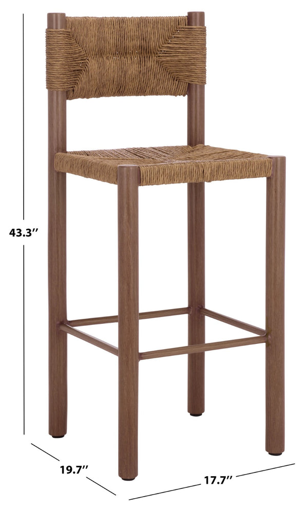 Safavieh ROMONA Rattan Weaving Outdoor Barstool - Ergonomic Design for Stylish Patio & Garden Seating Brown CPT4001B-SET2