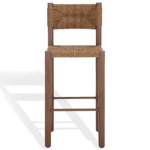 Safavieh ROMONA Rattan Weaving Outdoor Barstool - Ergonomic Design for Stylish Patio & Garden Seating Brown CPT4001B-SET2