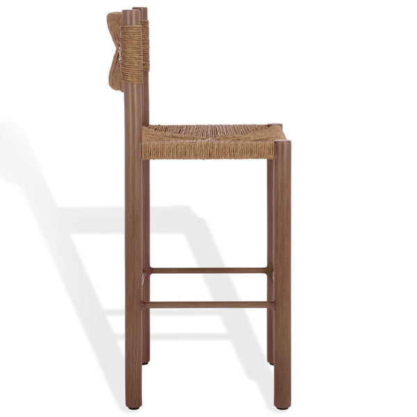 Safavieh ROMONA Rattan Weaving Outdoor Barstool - Ergonomic Design for Stylish Patio & Garden Seating Brown CPT4001B-SET2