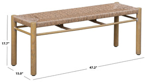 Safavieh Romona Rattan Weaving Outdoor Bench In Natural - Elegant, Durable Seating For Patios & Gardens Natural 90% Metal,10% Pe Rattan Cpt4002a