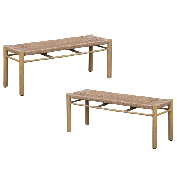 Safavieh Romona Rattan Weaving Outdoor Bench In Natural - Elegant, Durable Seating For Patios & Gardens Natural 90% Metal,10% Pe Rattan Cpt4002a