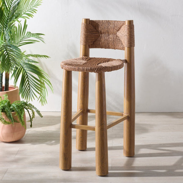 Safavieh ROMONA Rattan Weaving Round Barstool - Stylish Outdoor Seating for Patios, Balconies & Gardens CPT4003A