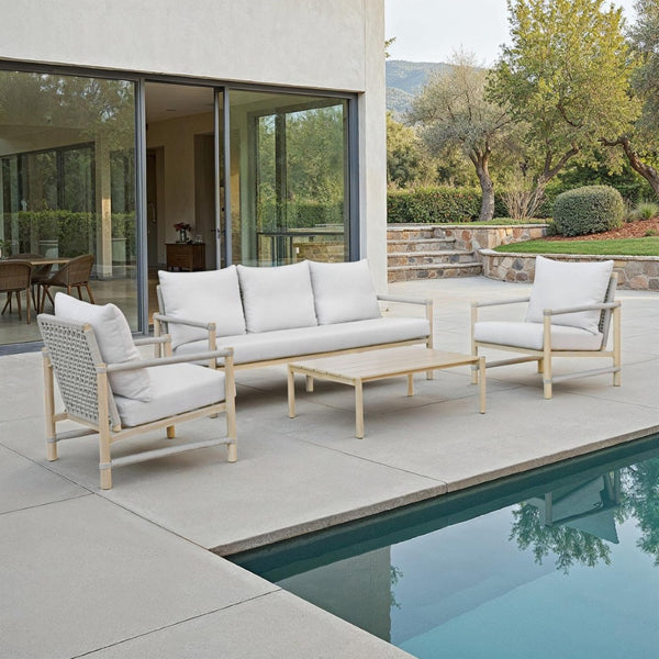 Safavieh DORIANNA Aluminum Patio Sofa - Coastal Style with Plush Cushions & Durable Design for Outdoor Relaxation CPT4005A