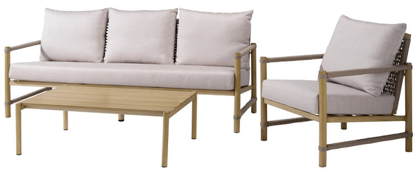 Safavieh DORIANNA Aluminum Patio Sofa - Coastal Style with Plush Cushions & Durable Design for Outdoor Relaxation CPT4005A