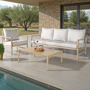 Safavieh DORIANNA Aluminum Patio Sofa - Coastal Style with Plush Cushions & Durable Design for Outdoor Relaxation CPT4005A