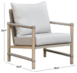 Safavieh Dorianna Aluminum Patio Chair - Stylish Sand & Beige Outdoor Seating For Comfort & Relaxation Sand ,Beige 80% Metal,3% Fabric,7% Foam,10% Rope Cpt4004a