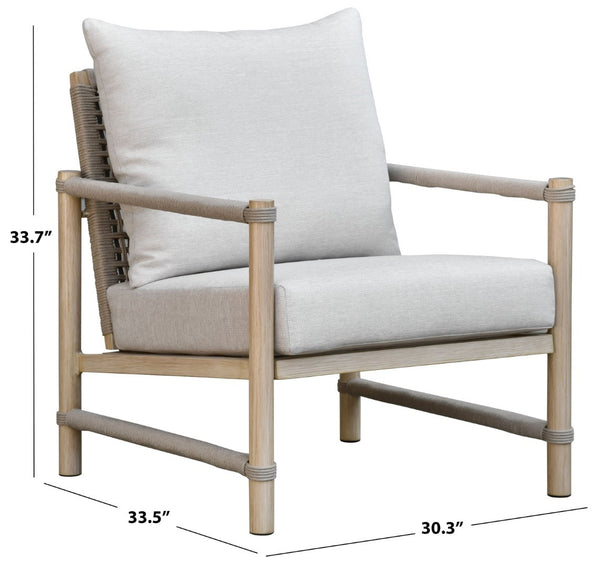 Safavieh Dorianna Aluminum Patio Chair - Stylish Sand & Beige Outdoor Seating For Comfort & Relaxation Sand ,Beige 80% Metal,3% Fabric,7% Foam,10% Rope Cpt4004a