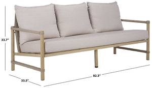 Safavieh DORIANNA Aluminum Patio Sofa - Coastal Style with Plush Cushions & Durable Design for Outdoor Relaxation CPT4005A