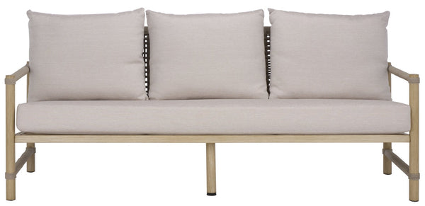 Safavieh DORIANNA Aluminum Patio Sofa - Coastal Style with Plush Cushions & Durable Design for Outdoor Relaxation CPT4005A