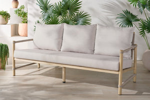 Safavieh DORIANNA Aluminum Patio Sofa - Coastal Style with Plush Cushions & Durable Design for Outdoor Relaxation CPT4005A