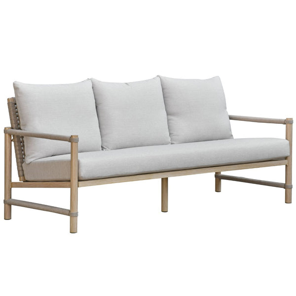Safavieh Dorianna Aluminum Patio Sofa – Elegant Sand & Beige Design For Ultimate Outdoor Comfort & Style Sand ,Beige 80% Metal,3% Fabric,7% Foam,10% Rope Cpt4005a