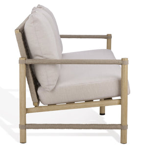 Safavieh DORIANNA Aluminum Patio Sofa - Coastal Style with Plush Cushions & Durable Design for Outdoor Relaxation CPT4005A