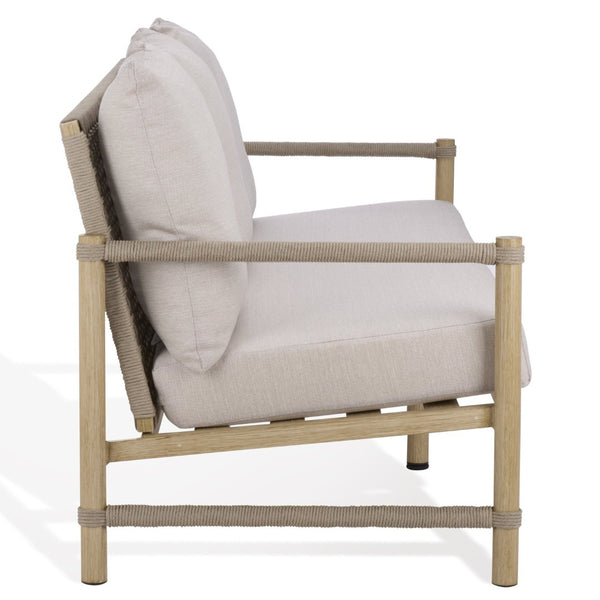 Safavieh DORIANNA Aluminum Patio Sofa - Coastal Style with Plush Cushions & Durable Design for Outdoor Relaxation CPT4005A