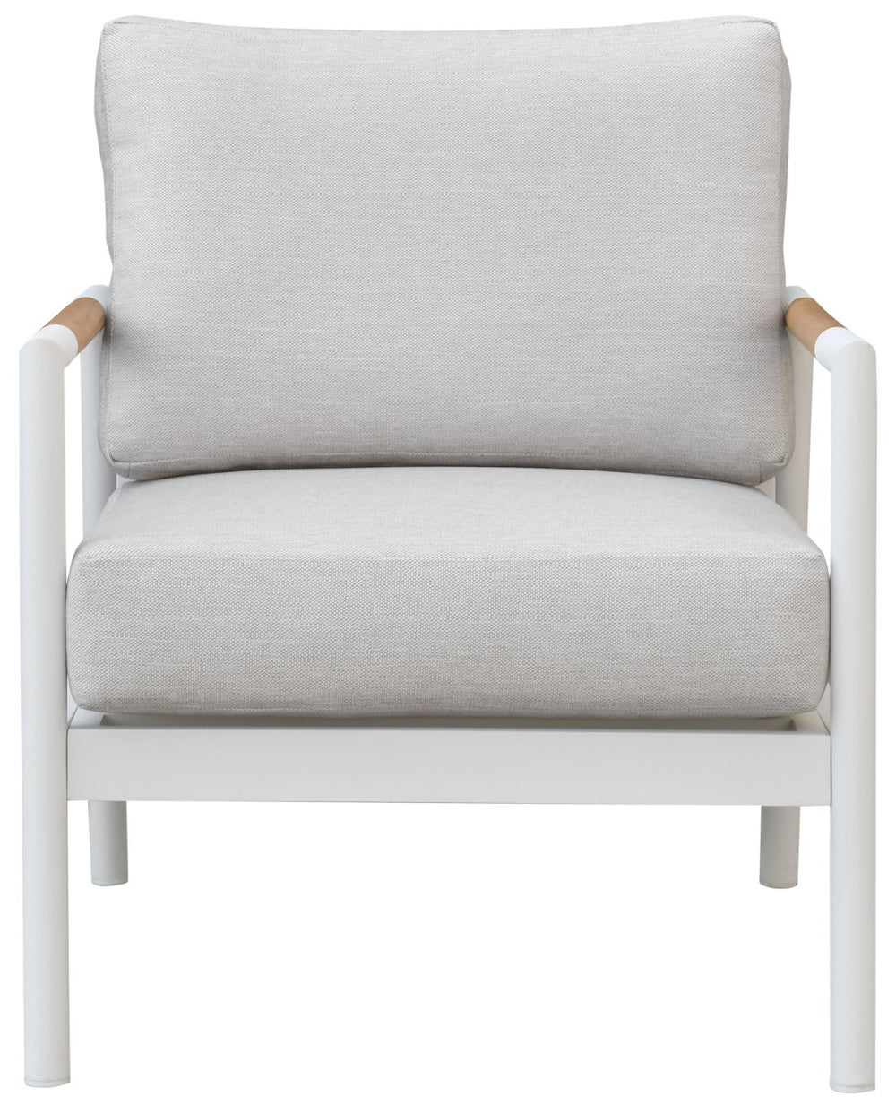 Safavieh Chryssa Stylish Aluminum And Teak Patio Chair In White And Beige For Ultimate Outdoor Comfort White ,Beige 80% Metal,1% Wood,7% Fabric,12% Foam Cpt4007a