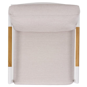 Safavieh CHRYSSA Modern Aluminum & Teak Patio Chair - White & Beige, Durable Comfort for Outdoor Living Spaces CPT4007A