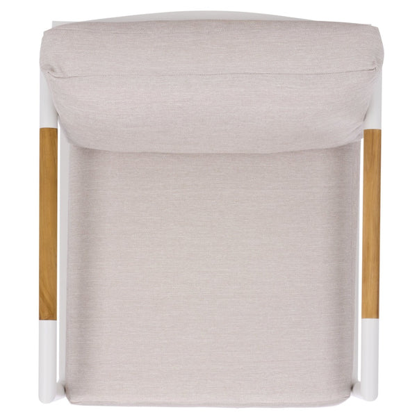 Safavieh CHRYSSA Modern Aluminum & Teak Patio Chair - White & Beige, Durable Comfort for Outdoor Living Spaces CPT4007A