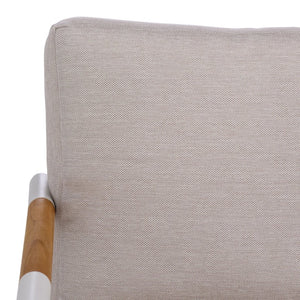 Safavieh CHRYSSA Aluminum and Teak Patio Sofa - Stylish Outdoor Seating in White and Beige for Elegance CPT4008A