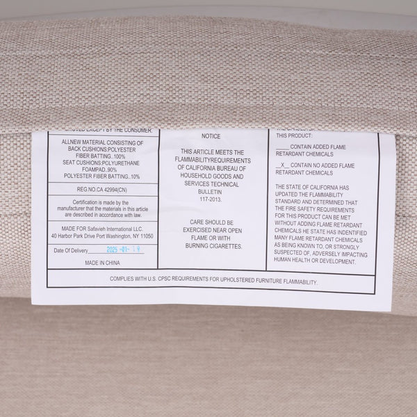 Safavieh CHRYSSA Aluminum and Teak Patio Sofa - Stylish Outdoor Seating in White and Beige for Elegance CPT4008A