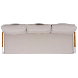 Safavieh CHRYSSA Aluminum and Teak Patio Sofa - Stylish Outdoor Seating in White and Beige for Elegance CPT4008A