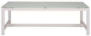 Safavieh CHRYSSA Aluminum and Teak Patio Coffee Table - Elegant White Design for Outdoor Living Spaces CPT4009A