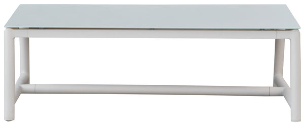 Safavieh Chryssa Aluminum And Teak Patio Coffee Table - Elegant White Design For Outdoor Sophistication White 90% Metal,9% Tempered Glass,1% Wood Cpt4009a