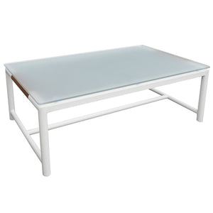 Safavieh Chryssa Aluminum And Teak Patio Coffee Table - Elegant White Design For Outdoor Sophistication White 90% Metal,9% Tempered Glass,1% Wood Cpt4009a
