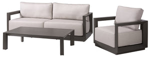 Safavieh DONALDO Outdoor Lounge Chair - Dark Grey Aluminum Frame with Plush Beige Cushions for Relaxation CPT4010A