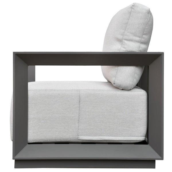 Safavieh Donaldo Aluminum Outdoor Lounge Chair - Stylish Dark Grey Frame & Plush Beige Cushions For Comfort Dark Grey ,Beige 90% Metal,3% Fabric,7% Foam Cpt4010a