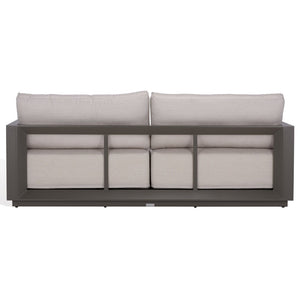 Safavieh DONALDO Aluminum Outdoor Sofa - Stylish Dark Grey Frame with Plush Beige Cushions for Comfort CPT4011A