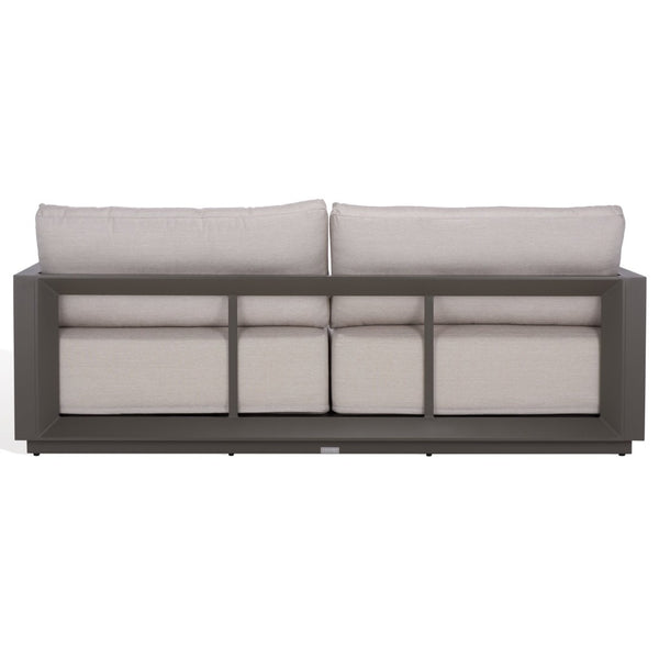 Safavieh DONALDO Aluminum Outdoor Sofa - Stylish Dark Grey Frame with Plush Beige Cushions for Comfort CPT4011A