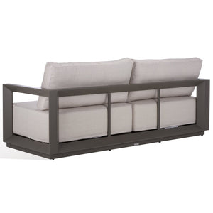 Safavieh DONALDO Aluminum Outdoor Sofa - Stylish Dark Grey Frame with Plush Beige Cushions for Comfort CPT4011A