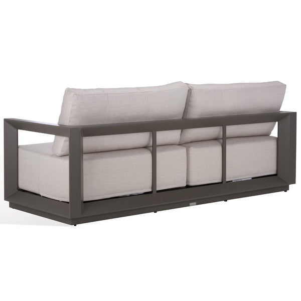 Safavieh DONALDO Aluminum Outdoor Sofa - Stylish Dark Grey Frame with Plush Beige Cushions for Comfort CPT4011A