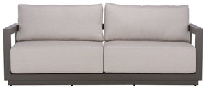 Safavieh DONALDO Aluminum Outdoor Sofa - Stylish Dark Grey Frame with Plush Beige Cushions for Comfort CPT4011A