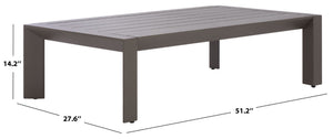 Safavieh DONALDO Aluminum Outdoor Coffee Table – Stylish Dark Grey Design for Patios, Decks & Gardens CPT4012A