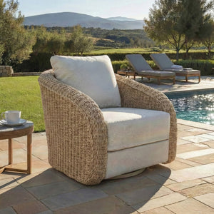Jilina Swivel Wicker Patio Chair With Plush Outdoor Cushion, Durable Pe Rattan & Powder-Coat Frame