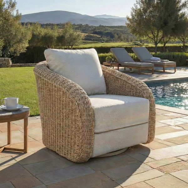 Jilina Swivel Wicker Patio Chair With Plush Outdoor Cushion, Durable Pe Rattan & Powder-Coat Frame