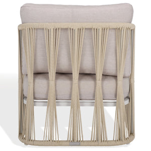 Safavieh FRANKLYN Rope and Aluminum Patio Chair - Modern Outdoor Seating with Plush Comfort and Style White / Beige CPT4014A