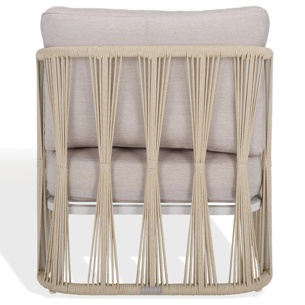 Safavieh FRANKLYN Rope and Aluminum Patio Chair - Modern Outdoor Seating with Plush Comfort and Style White / Beige CPT4014A