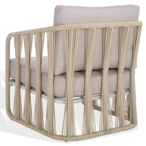 Safavieh FRANKLYN Rope and Aluminum Patio Chair - Modern Outdoor Seating with Plush Comfort and Style White / Beige CPT4014A