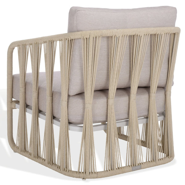 Safavieh FRANKLYN Rope and Aluminum Patio Chair - Modern Outdoor Seating with Plush Comfort and Style White / Beige CPT4014A