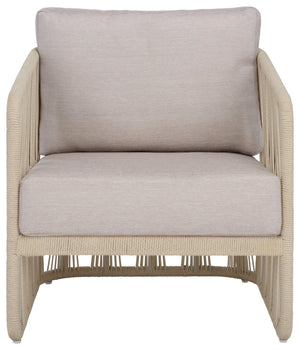 Safavieh FRANKLYN Rope and Aluminum Patio Chair - Modern Outdoor Seating with Plush Comfort and Style White / Beige CPT4014A