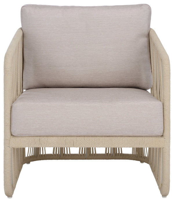 Safavieh FRANKLYN Rope and Aluminum Patio Chair - Modern Outdoor Seating with Plush Comfort and Style White / Beige CPT4014A