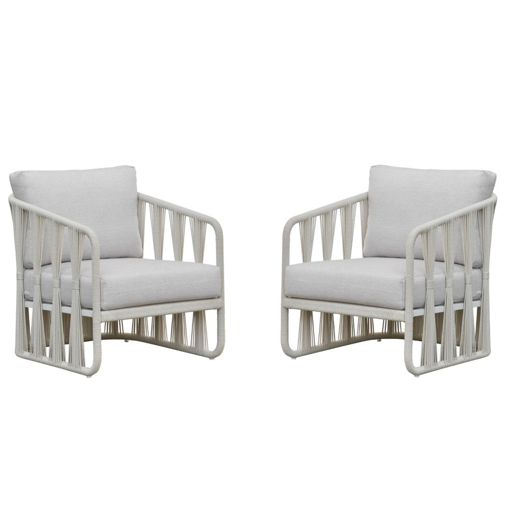 Safavieh Franklyn Stylish Rope And Aluminum Patio Chair For Comfortable Outdoor Relaxation And Elegance White ,Beige 80% Metal,3% Fabric,7% Foam,10% Rope Cpt4014a