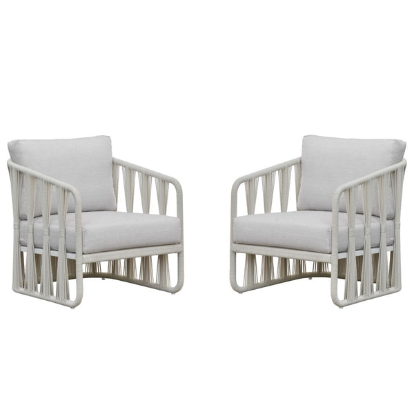 Safavieh Franklyn Stylish Rope And Aluminum Patio Chair For Comfortable Outdoor Relaxation And Elegance White ,Beige 80% Metal,3% Fabric,7% Foam,10% Rope Cpt4014a